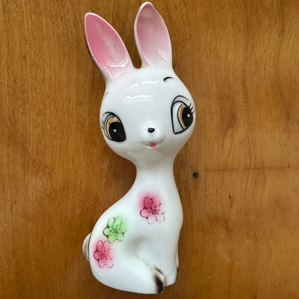 Ceramic Bunny Figurine with floral design